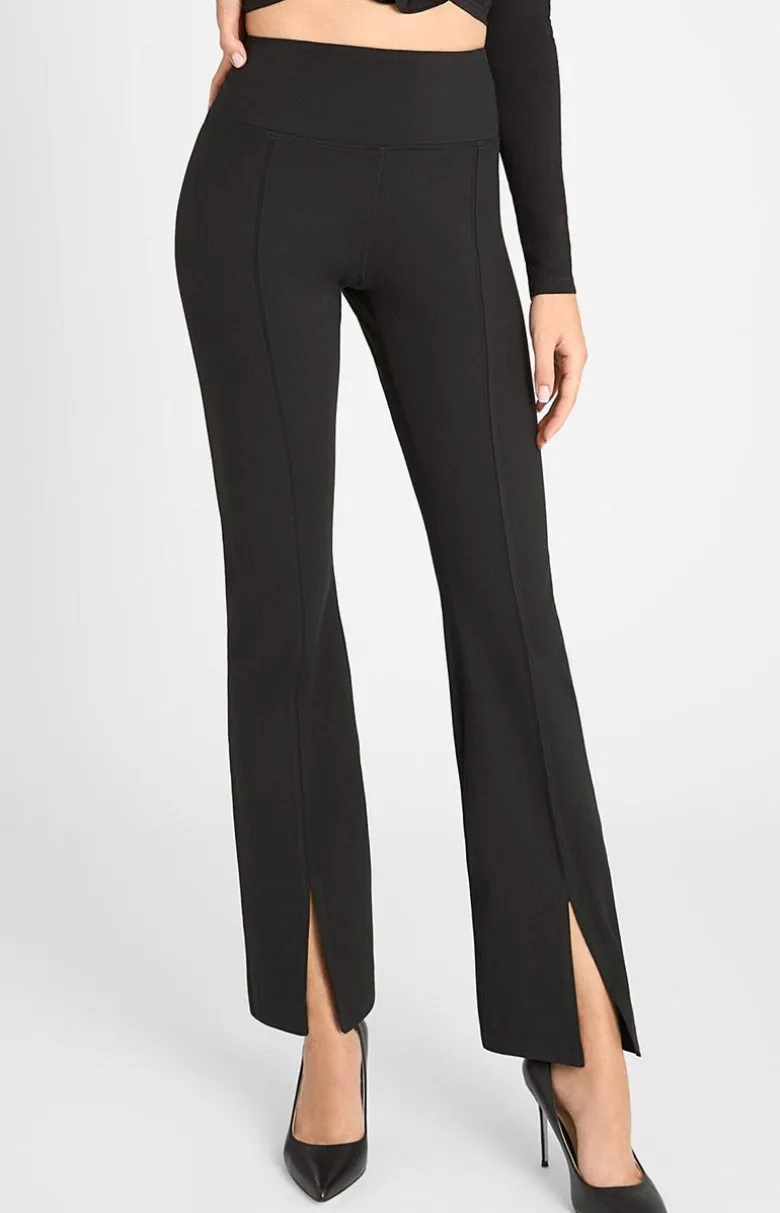 Marilyn Legginsy damskie czarne z efektownym rozcięciem 853 Flared