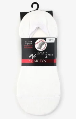 Marilyn 2-pack białe stopki męskie z silikonem Men Silicon