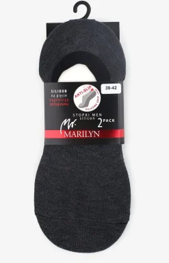 Damskie Marilyn Bawełniane Skarpetki|Skarpety Męskie - 2-pack ciemnoszare stopki męskie z silikonem Men Silicon