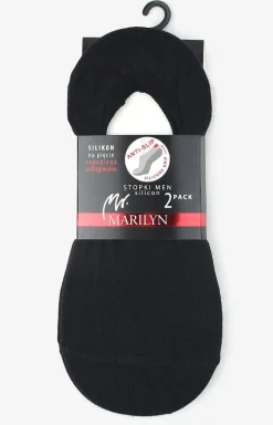 Marilyn 2-pack czarne stopki męskie z silikonem Men Silicon