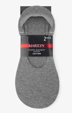 Damskie Marilyn Skarpetki|Skarpety Stopki - 2-pack stopki damskie z silikonem szare Discreet