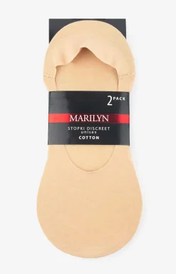 Damskie Marilyn Skarpetki|Skarpety Stopki - 2-pack stopki damskie z silikonem beżowe Discreet