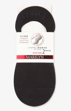 Marilyn 2-pak stopki damskie czarne bawełniane z silikonem