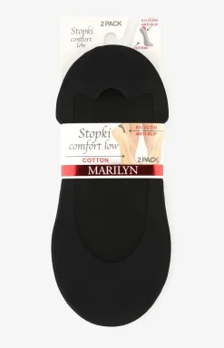 Marilyn Skarpetki - 2-pak stopki damskie czarne z silikonem Comfort Low