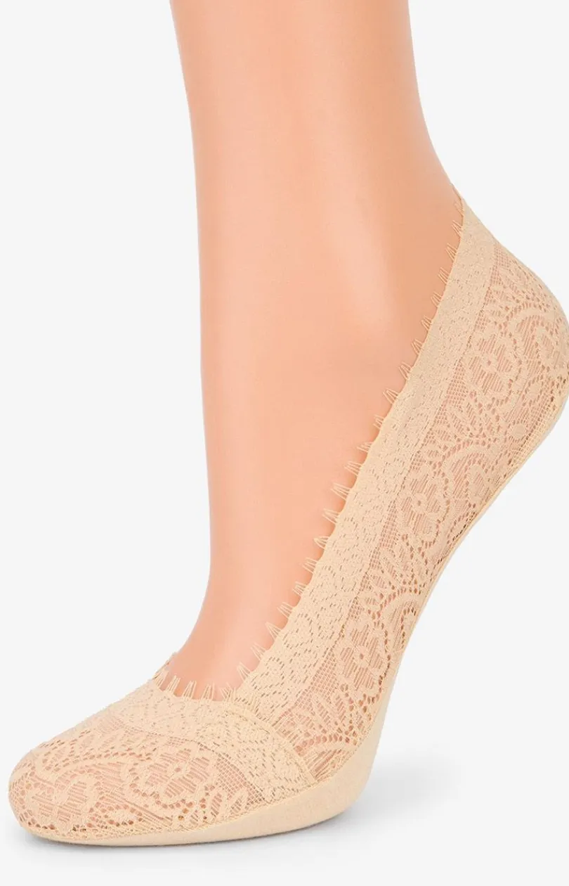 Marilyn Skarpetki - 2-pak stopki koronkowe beżowe Comfort Lace