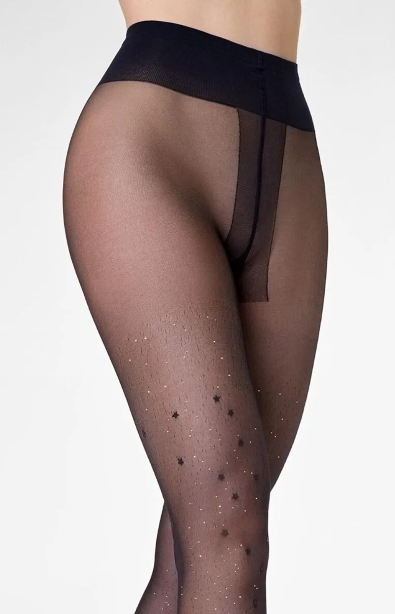 Marilyn rajstopy transparentne z brokatem w motyw gwiazdek 20 DEN Allure F04