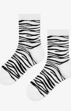 Marilyn Skarpetki - Skarpetki damskie bawełniane w stylowy wzór zebry Zebra