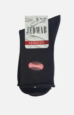 Marilyn skarpetki damskie bezuciskowe z jedwabiem czarne Silk Sock No Stress