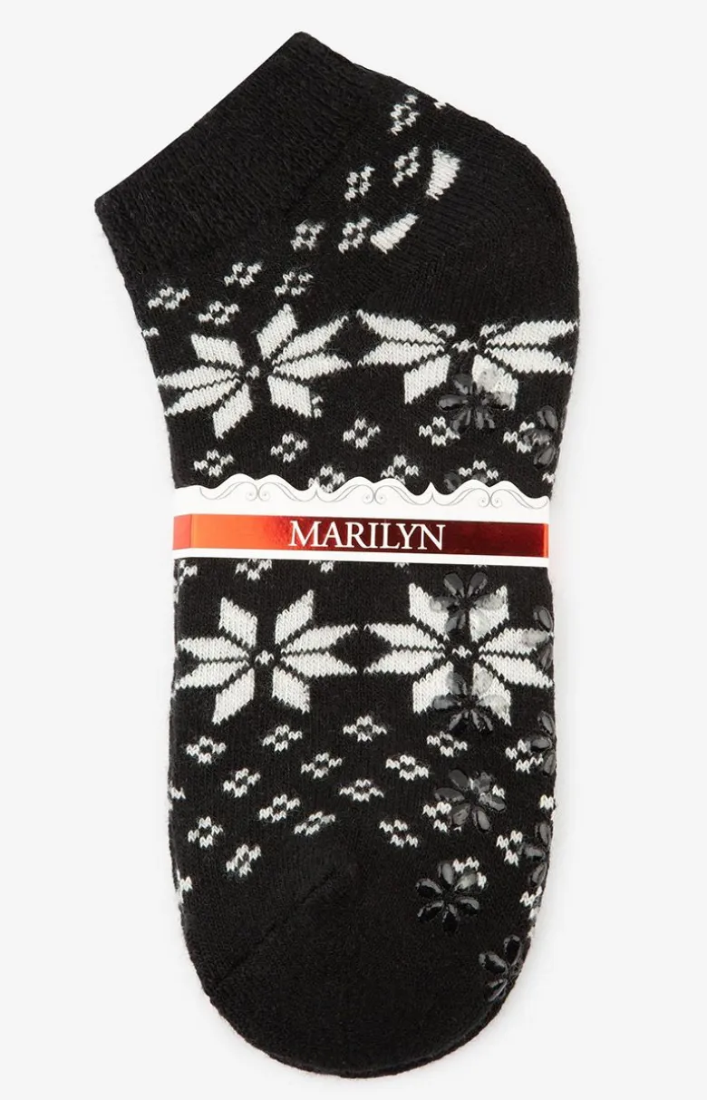 Marilyn Skarpetki krótkie z angorą i podeszwą ABS w wzór śnieżynek D25