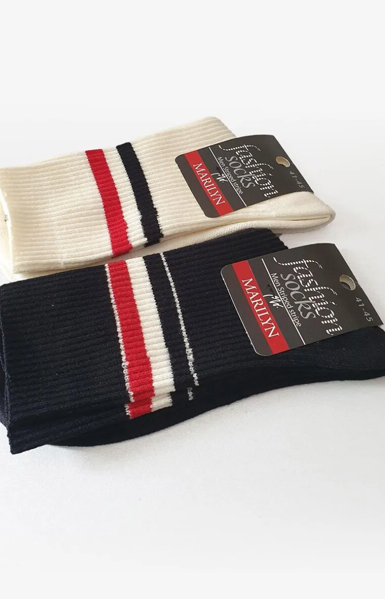 Męskie Marilyn Skarpety Męskie - skarpetki męskie z wiskozą w sportowym stylu czarne Striped Stripe