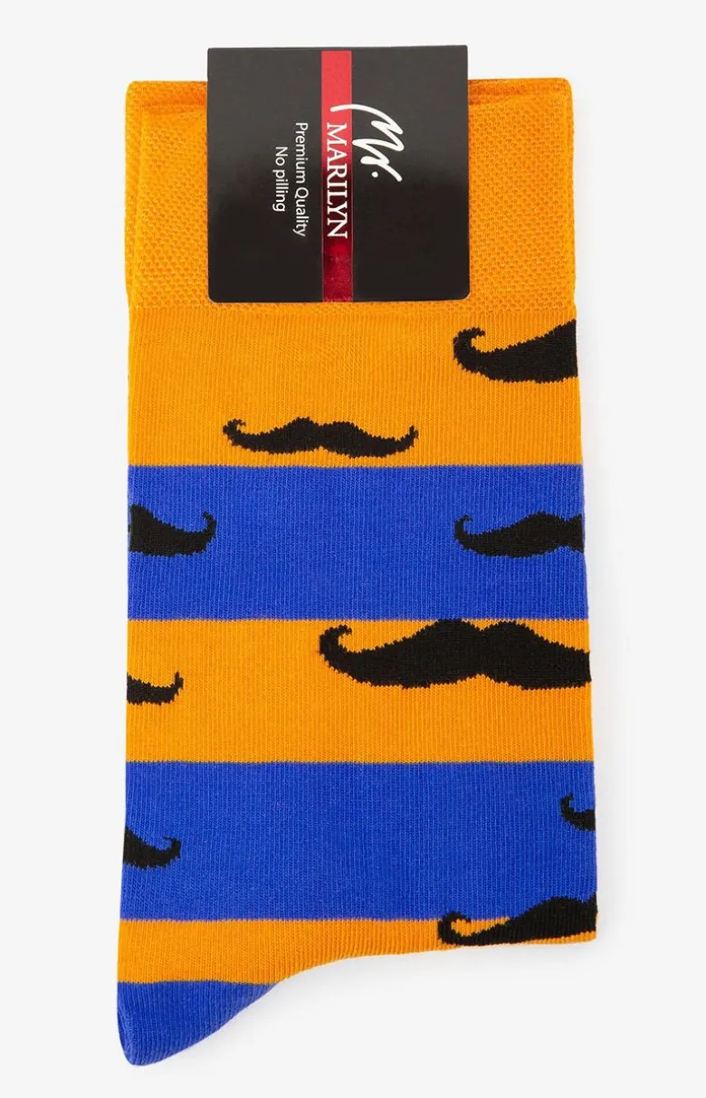 Marilyn skarpety męskie z zabawną grafiką czarnych wąsów Mustache