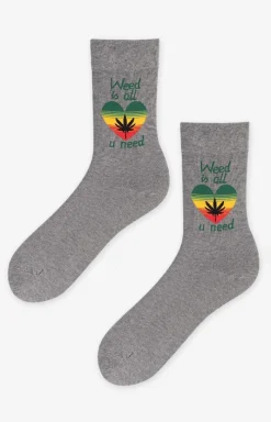 Damskie Marilyn Kolorowe Skarpetki|Bawełniane Skarpetki - szare skarpetki męskie Weed Love 2