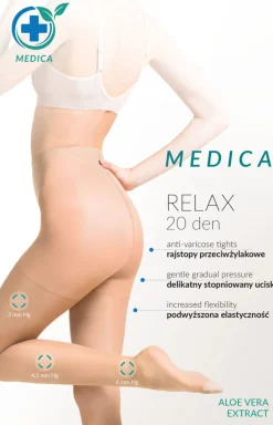 Gabriella Bielizna Wyszczuplająca|Rajstopy - Medica relax 110 beżowe uciskowe rajstopy 20 den