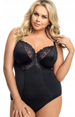 Modelujące czarne body damskie z miseczkami K356 Gala