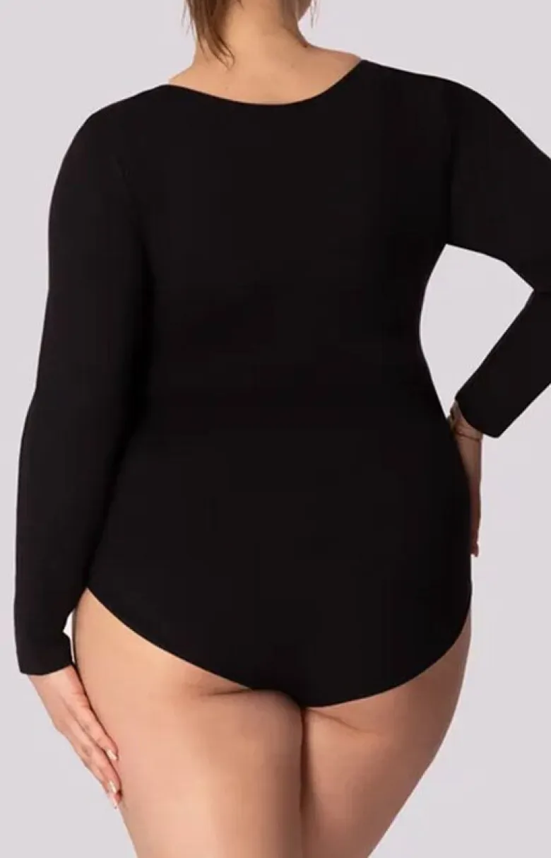 Mona body damskie z długim rękawem czarne Longsleeve Base Plus Size