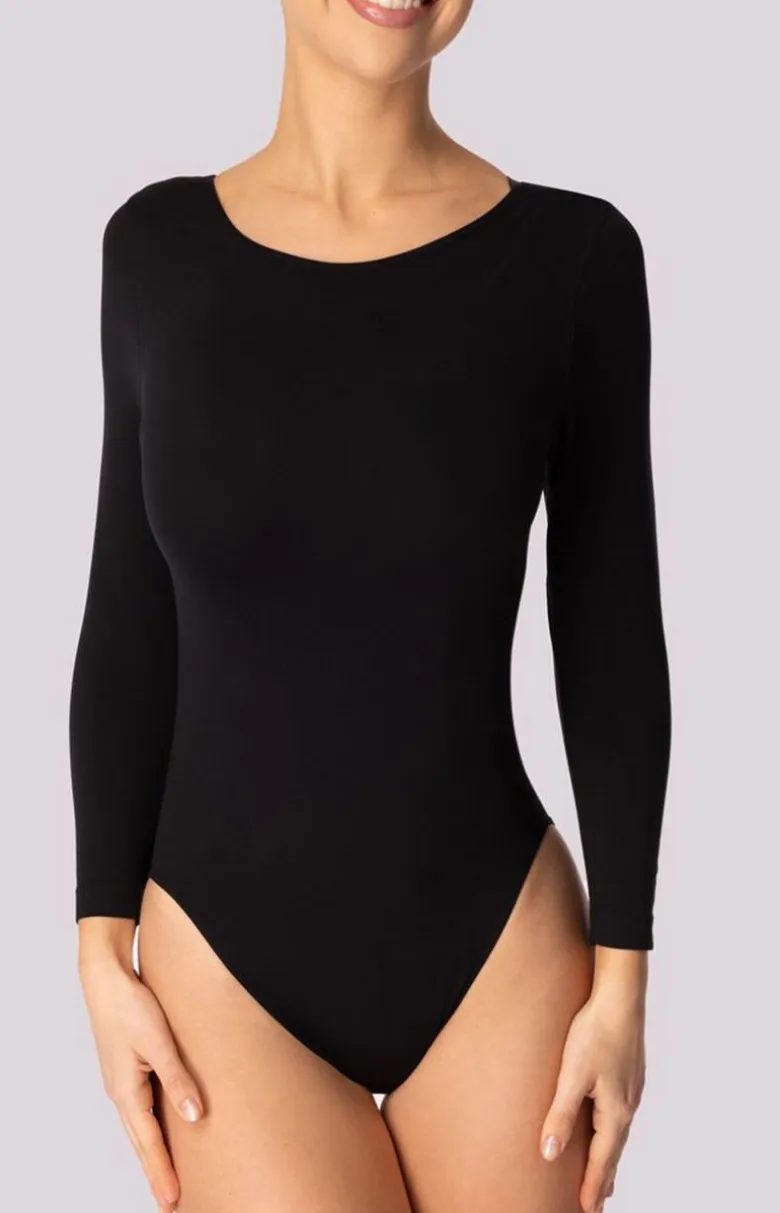 Mona body damskie z długim rękawem czarne Longsleeve Base