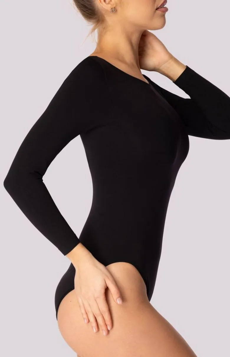 Mona body damskie z długim rękawem czarne Longsleeve Base