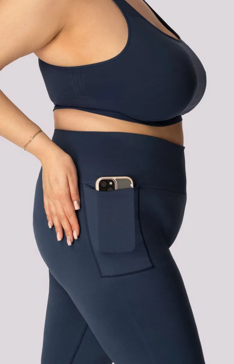 Mona legginsy damskie granatowe Base Plus Size