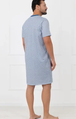 Męskie Italian Fashion Piżamy Męskie - Męska koszua nocna z krótkim rękawem Nigier
