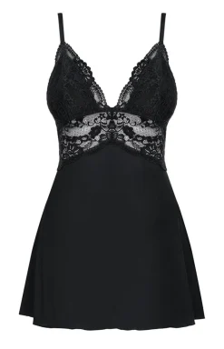 Damskie Obsessive Koszulki|Seksowna Koszula Nocna - 810-BAB-1 czarna koszulka babydoll i stringi
