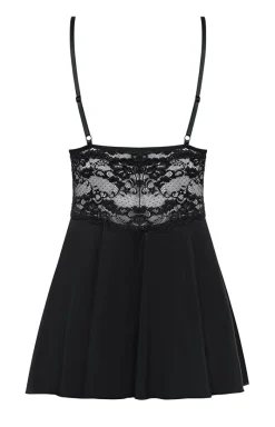 Damskie Obsessive Koszulki|Seksowna Koszula Nocna - 810-BAB-1 czarna koszulka babydoll i stringi
