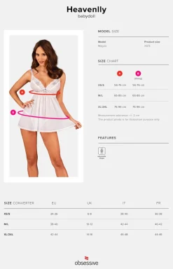 Obsessive biała prześwitująca koszulka babydoll i stringi Heavenlly