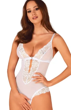 Obsessive Body|Body - białe koronkowe body z otwartym krokiem Heavenlly