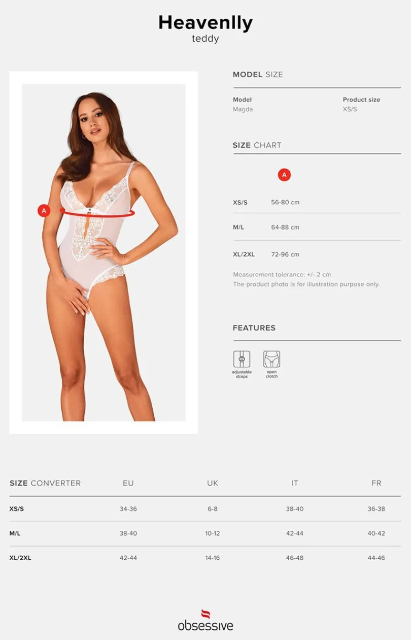 Obsessive Body|Body - białe koronkowe body z otwartym krokiem Heavenlly