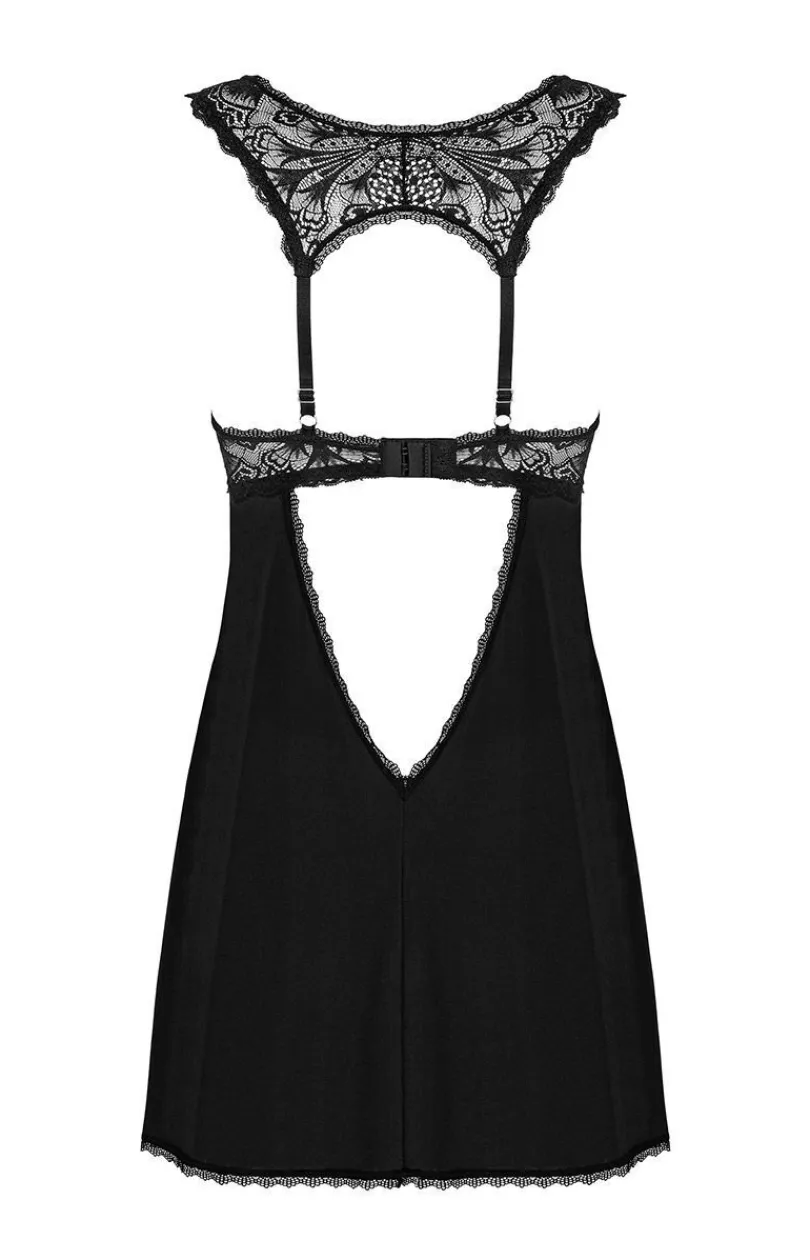 Damskie Obsessive Koszulki|Seksowna Koszula Nocna - czarna babydoll i stringi Donna Dream