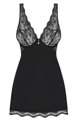 Damskie Obsessive Seksowna Koszula Nocna|Koszulki - czarna koszulka babydoll i stringi Luvae