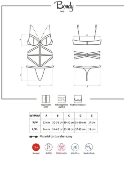 Obsessive Body|Body - czarne body damskie z łańcuszkiem Bondy teddy