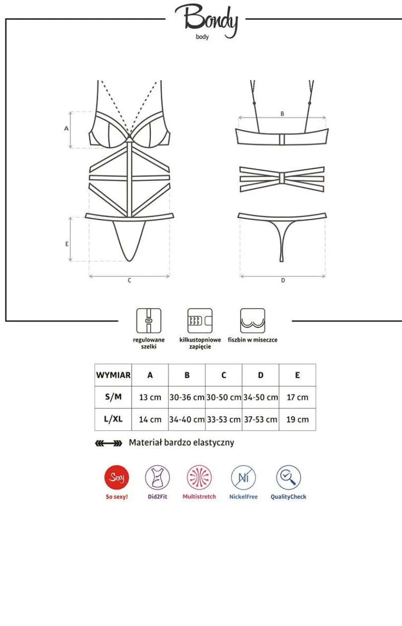 Obsessive Body|Body - czarne body damskie z łańcuszkiem Bondy teddy