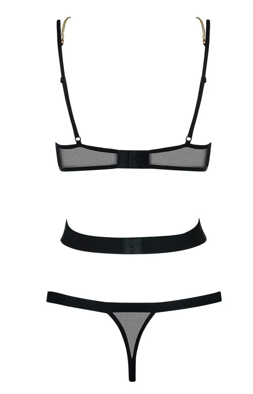 Obsessive Body|Body - czarne body damskie z łańcuszkiem Bondy teddy