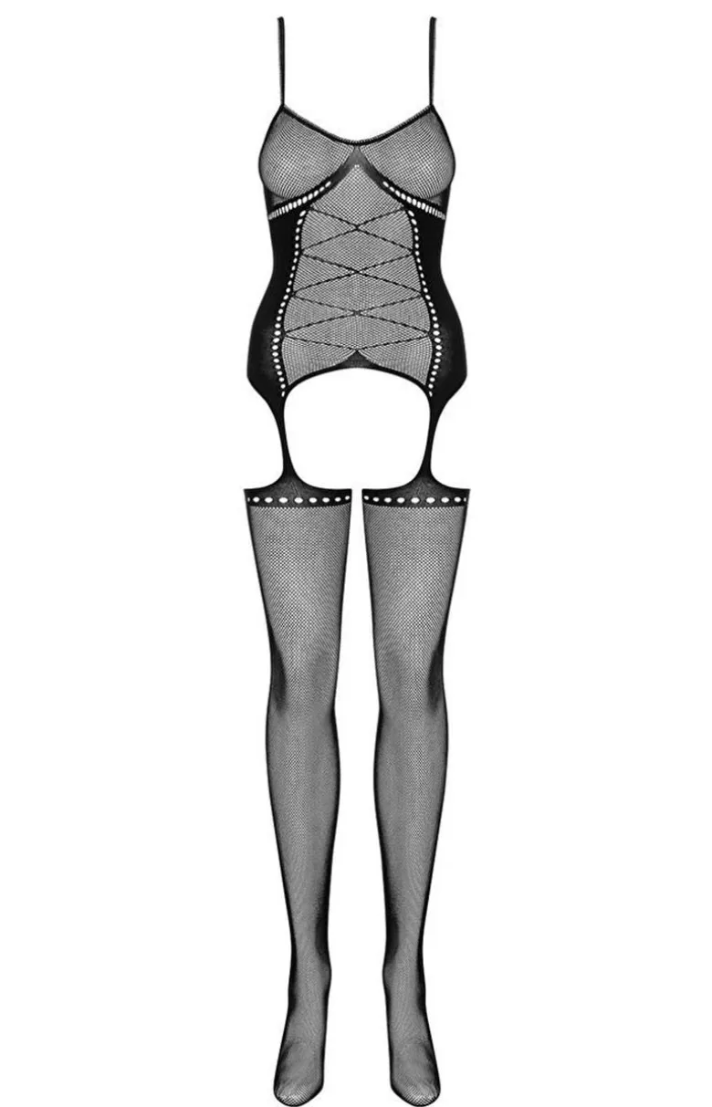Obsessive Bodystocking|Body - czarne bodystocking z otwartym krokiem F221