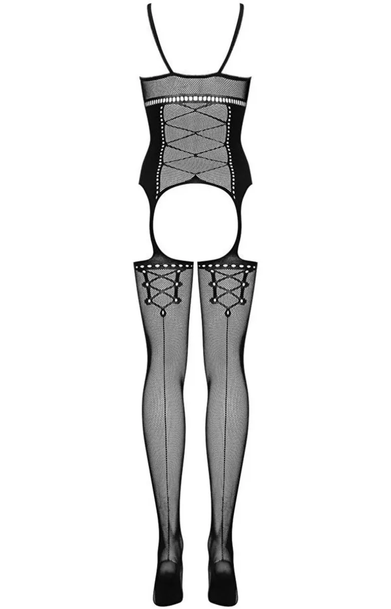 Obsessive Bodystocking|Body - czarne bodystocking z otwartym krokiem F221