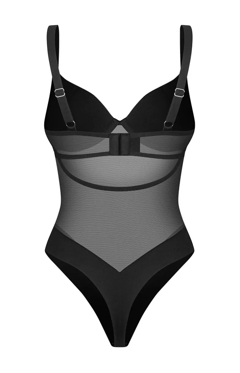 Obsessive czarne body z fiszbinami Cirelia