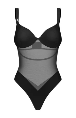 Obsessive czarne body z fiszbinami Cirelia