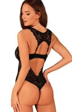 Obsessive czarne body z otwartym krokiem Donna Dream