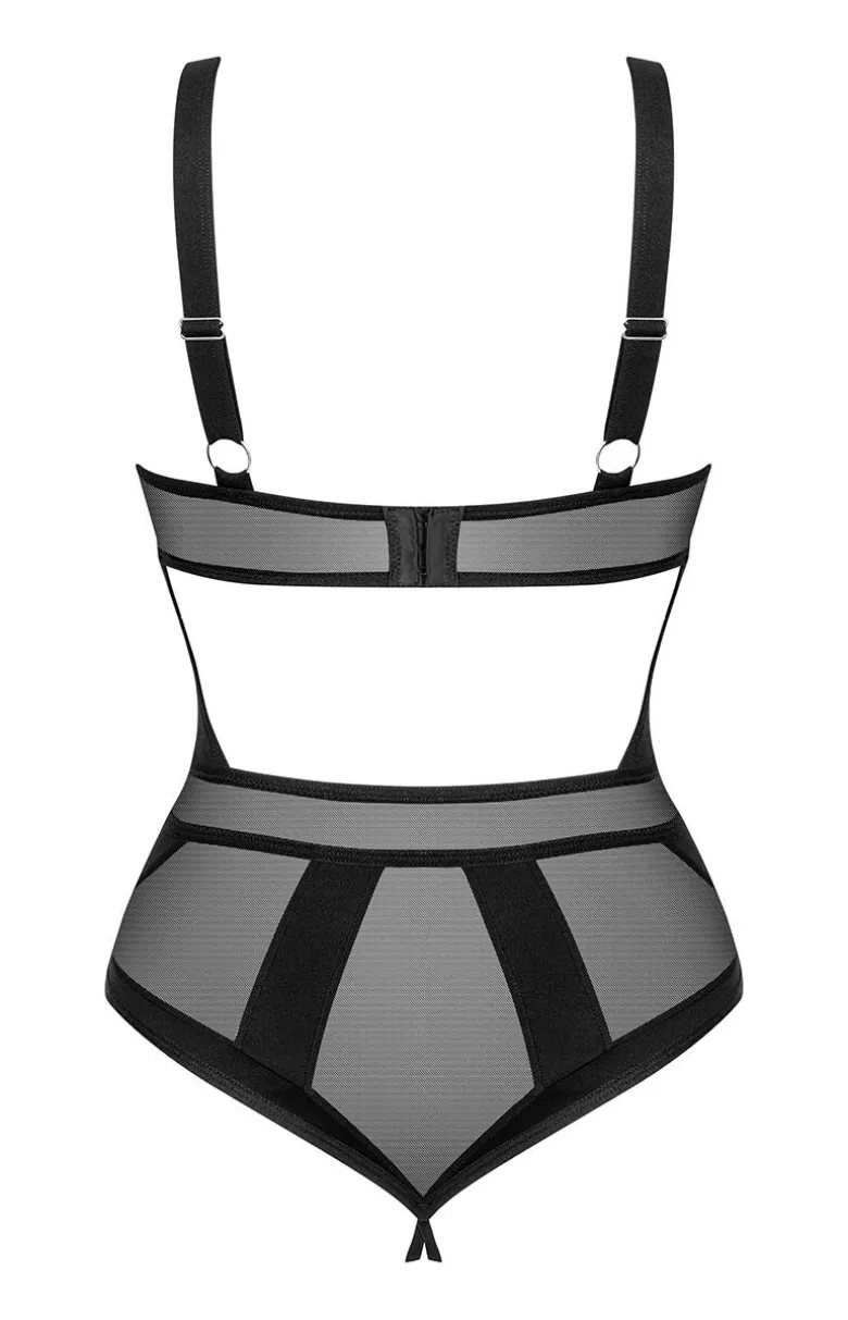 Obsessive czarne body z otwartym krokiem Chic Amoria