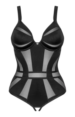 Obsessive czarne body z otwartym krokiem Chic Amoria