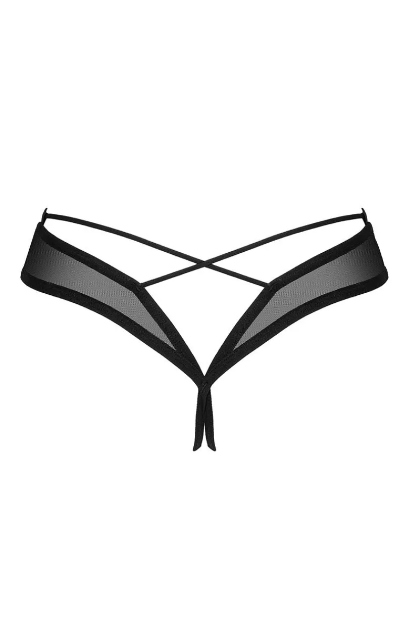 Damskie Obsessive Figi, Stringi, Panty|Stringi Damskie - czarne otwarte stringi Roxelia