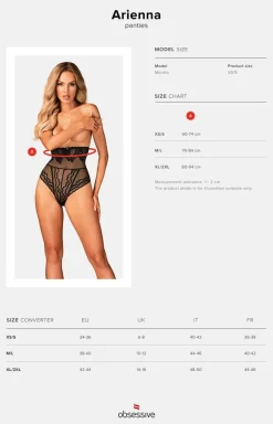 Damskie Obsessive Figi, Stringi, Panty|Figi Z Wysokim Stanem - czarne przejrzyste wysokie figi Arienna