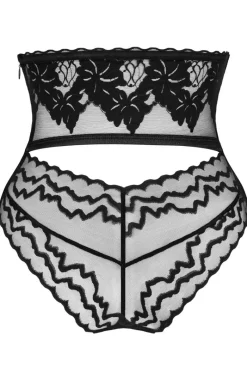 Damskie Obsessive Figi, Stringi, Panty|Figi Z Wysokim Stanem - czarne przejrzyste wysokie figi Arienna
