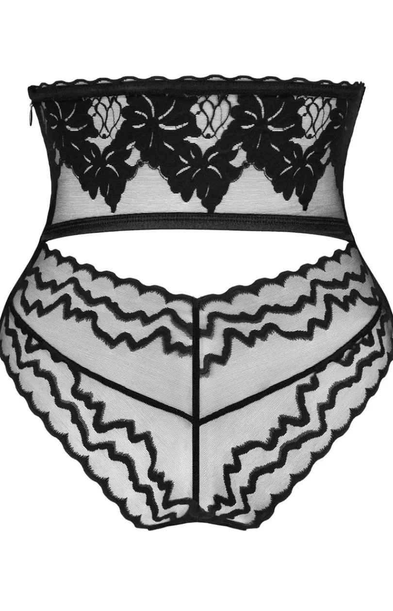 Damskie Obsessive Figi, Stringi, Panty|Figi Z Wysokim Stanem - czarne przejrzyste wysokie figi Arienna