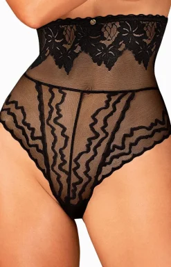 Damskie Obsessive Figi, Stringi, Panty|Figi Z Wysokim Stanem - czarne przejrzyste wysokie figi Arienna