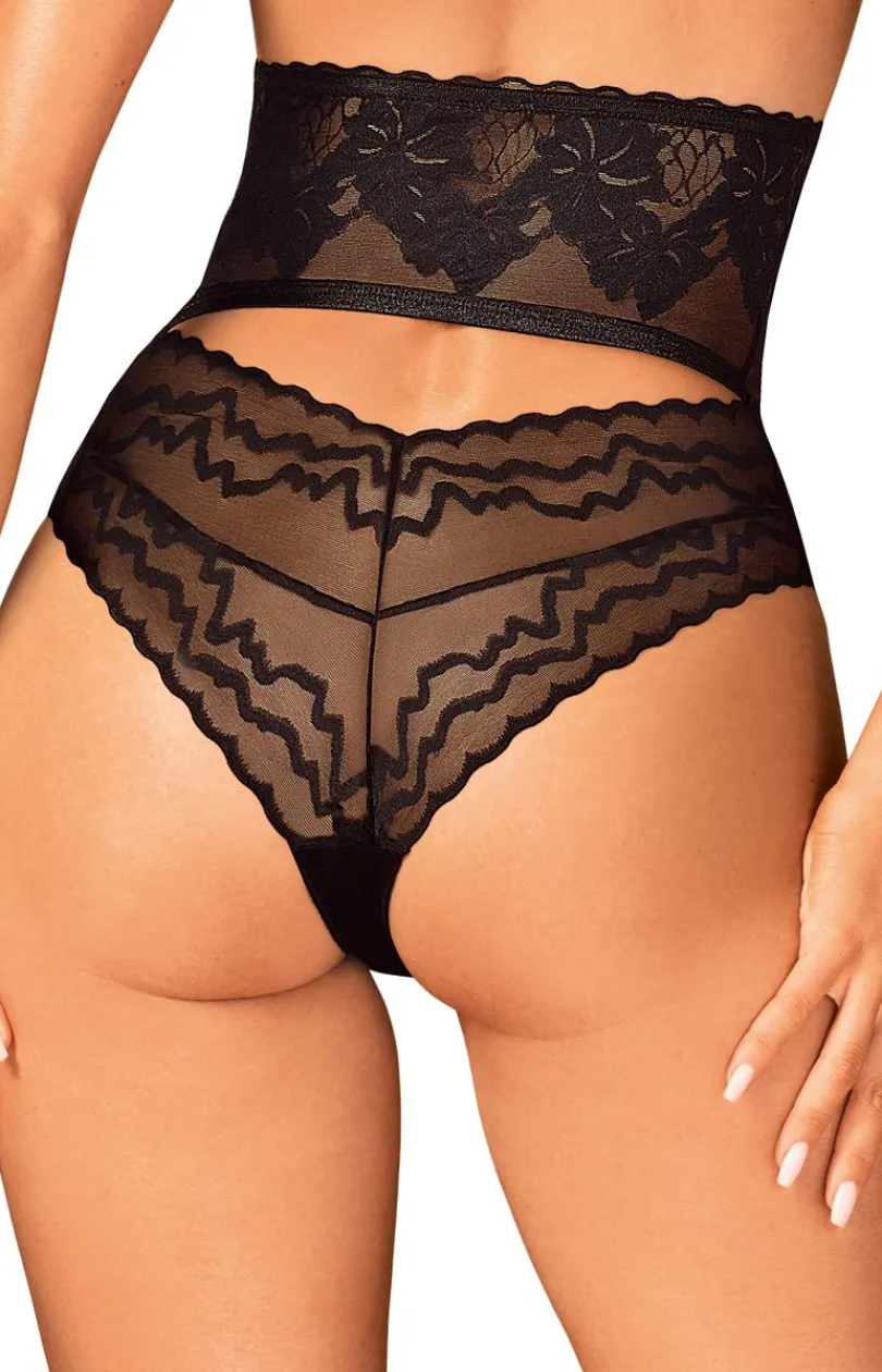 Damskie Obsessive Figi, Stringi, Panty|Figi Z Wysokim Stanem - czarne przejrzyste wysokie figi Arienna