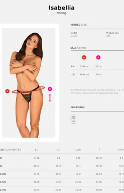 Obsessive czarne stringi z kokardką z tyłu Isabellia