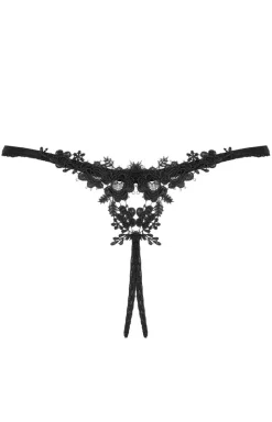 Damskie Obsessive Figi, Stringi, Panty|Stringi Sznurki - czarne stringi z otwartym krokiem Celia noir