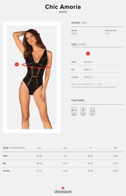 Obsessive Dancewear & Clubwear|Body - czarne zmysłowe body Chic Amoria