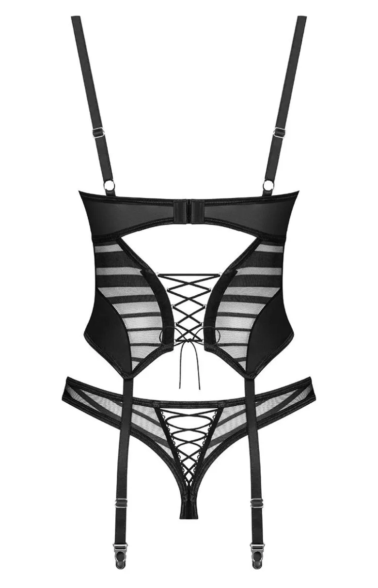 Obsessive czarny gorset i stringi Lune Bellis